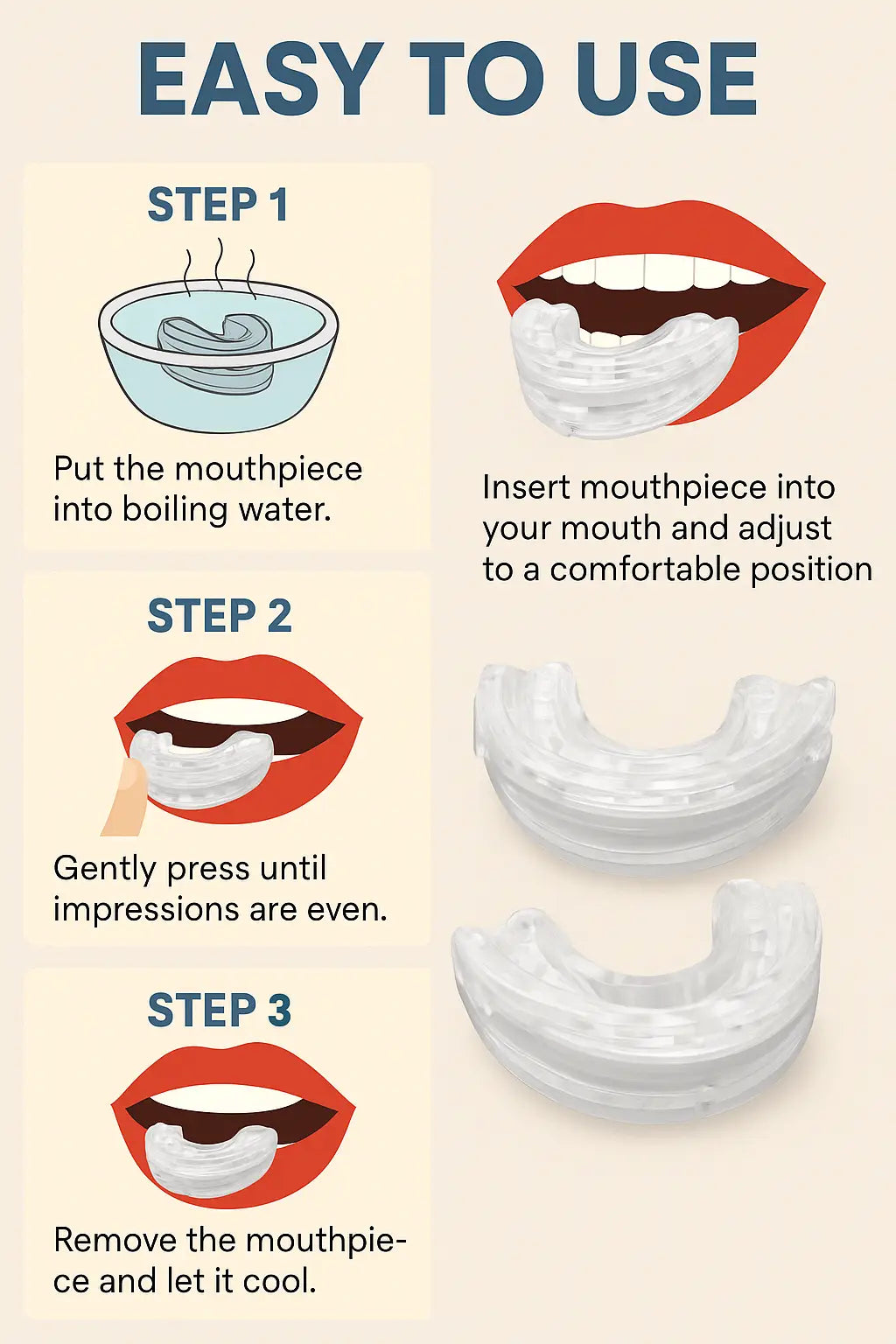 Detailed Instructions for using the Night Shield Dental Airguard MAD Anti-Snoring Sleep Apnea Relief Guard